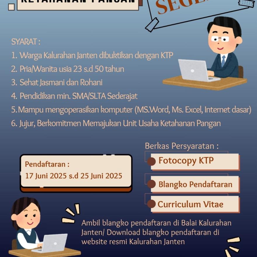 Pengisian Manager Unit Ketahanan Pangan